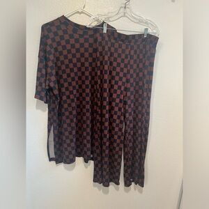 Dressed in LALA Lex Checkerboard Ribbed Playsuit in Mocha/Black